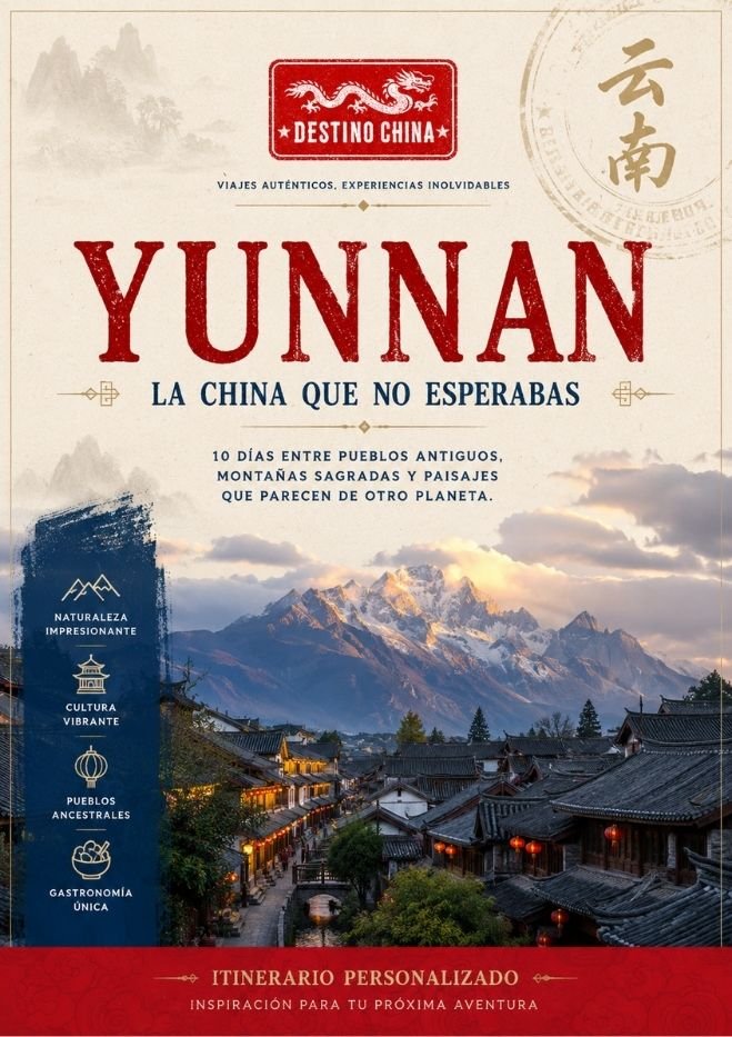 Itinerario de viaje a Yunnan con una montaña de fondo